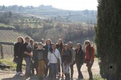 Students pose after a hike through the Tuscan foothills during a field trip Saturday.