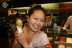 Umbra student Haemee Kang enjoys a refreshing cone.