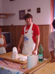 Brad Jones during an immersion experience in that quintessential Italian custom, making pasta.